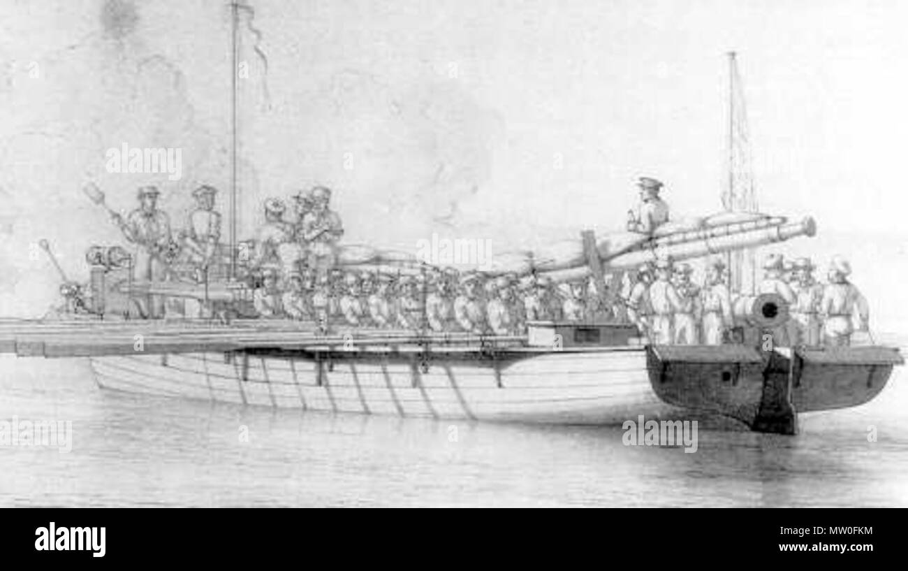 . English: Danish shallop gunboat, from the so called 'Gunboat War ...