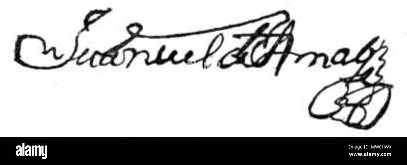 . Signature of Manuel de Amat, Spanish viceroy of Peru . circa 1876. Unknown 558 SignatureMAmat Stock Photo