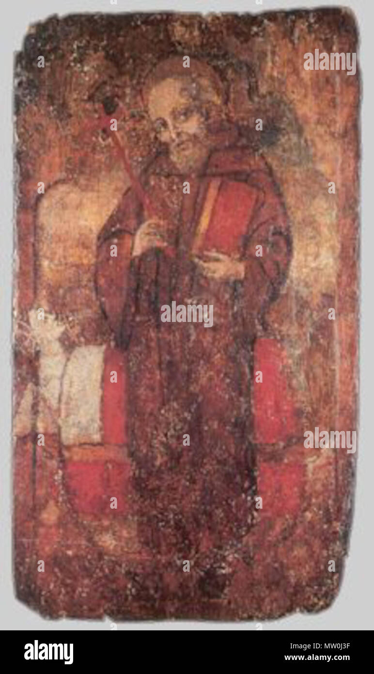 . English: Italian painting with Saint Sylvester Guzzolini, benedictine monk. 15th century. Unknown, Italian master 559 SilvestroG Stock Photo