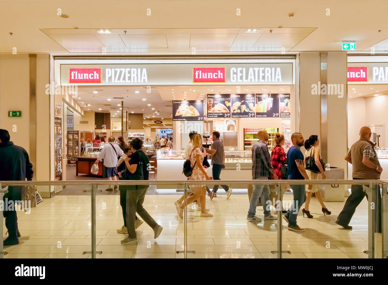 Rome, Italy - 25 May 2018: The entrance to a pizzeria and fast food in the "Porta  di Roma" shopping center. People walk the floor and make purchases Stock  Photo - Alamy