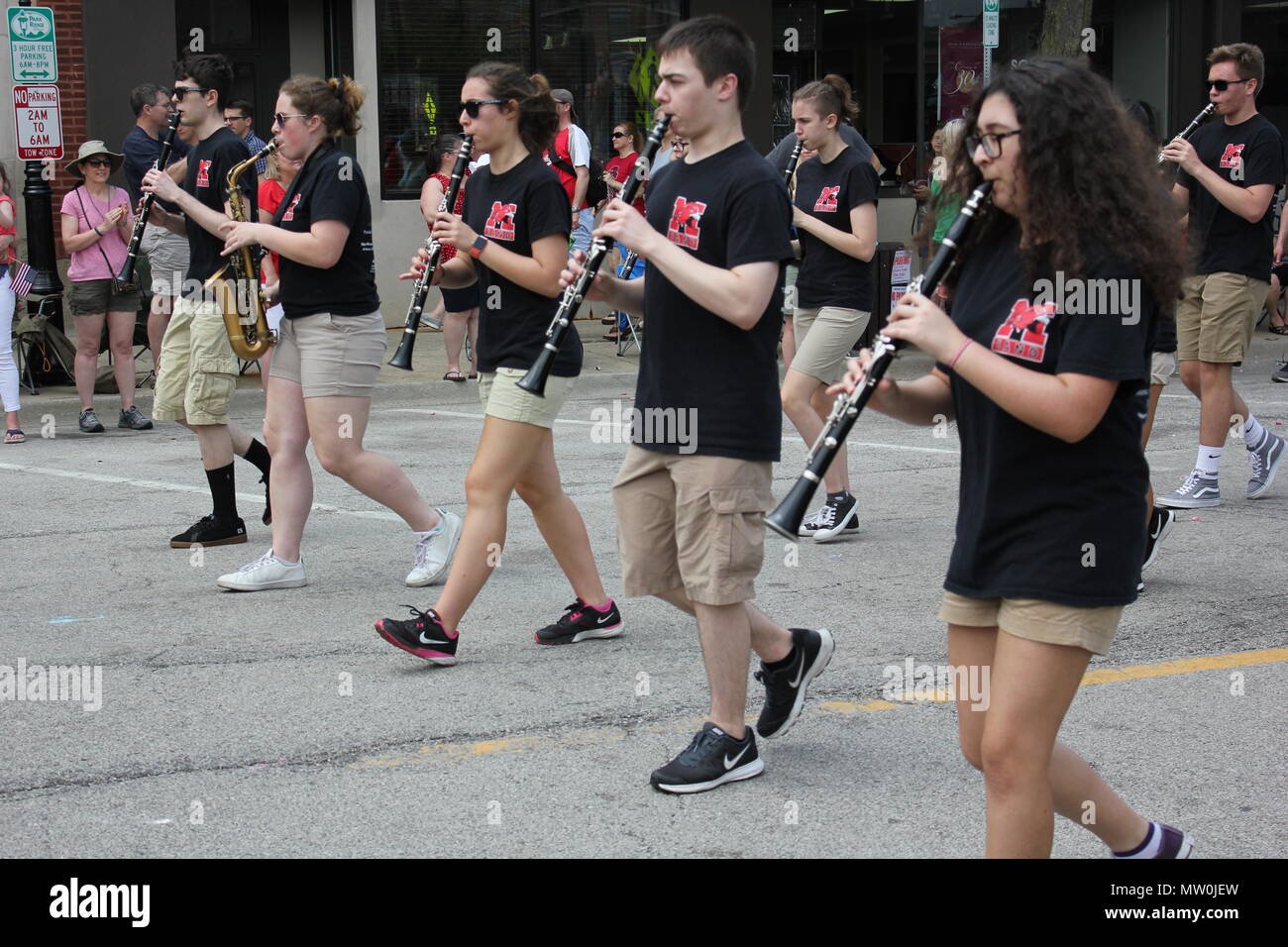 Scene from the Memorial Day Parade in small town Park Ridge, Illinois