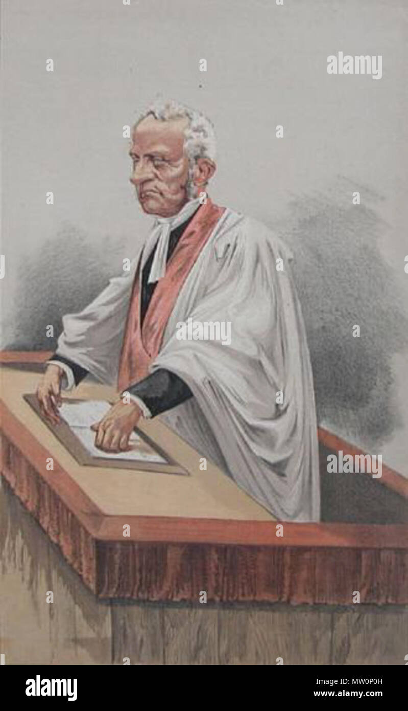 . English: Caricature of Dean Stanley. Caption read 'Philosophic Belief'. 21 September 1872. 'Montbard' (Charles Auguste Loye) 573 Stanley in Vanity Fair Stock Photo