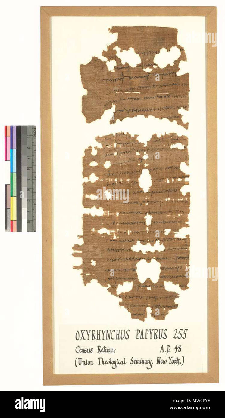 . Polski: Papirus Oxyrhynchus 255 English: Papyrus Oxyrhynchus 255 . 22 May 2012. Unknown 499 POxy 255 Stock Photo