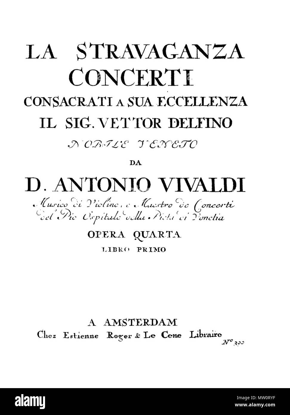 . Español: portada de La Stravaganza . 8 April 2014, 15:50:29. Antonio Vivaldi 577 Stravaganzaportada Stock Photo