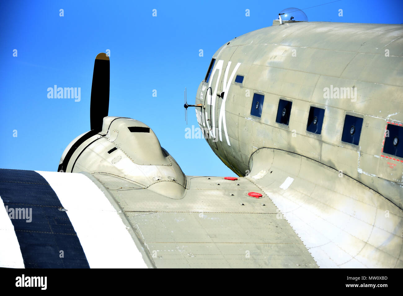 The S.N.A.F.U Special, Douglas C-47, 43-10573, D-Day, German Merville Battery, WW II, Calvados, Normandy, France, Europe Stock Photo