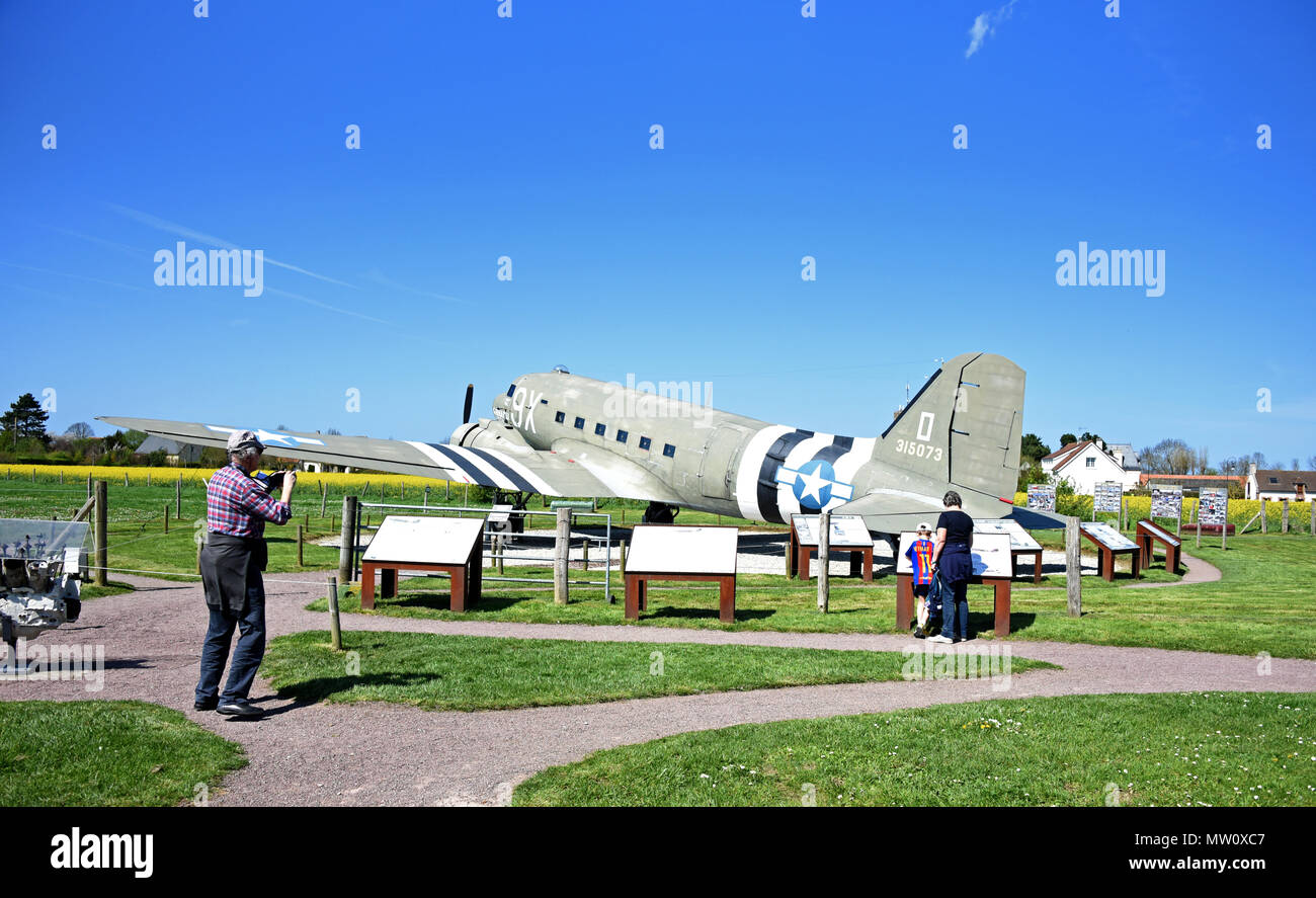 The S.N.A.F.U Special, Douglas C-47, 43-10573, D-Day, German Merville Battery, WW II, Calvados, Normandy, France, Europe Stock Photo