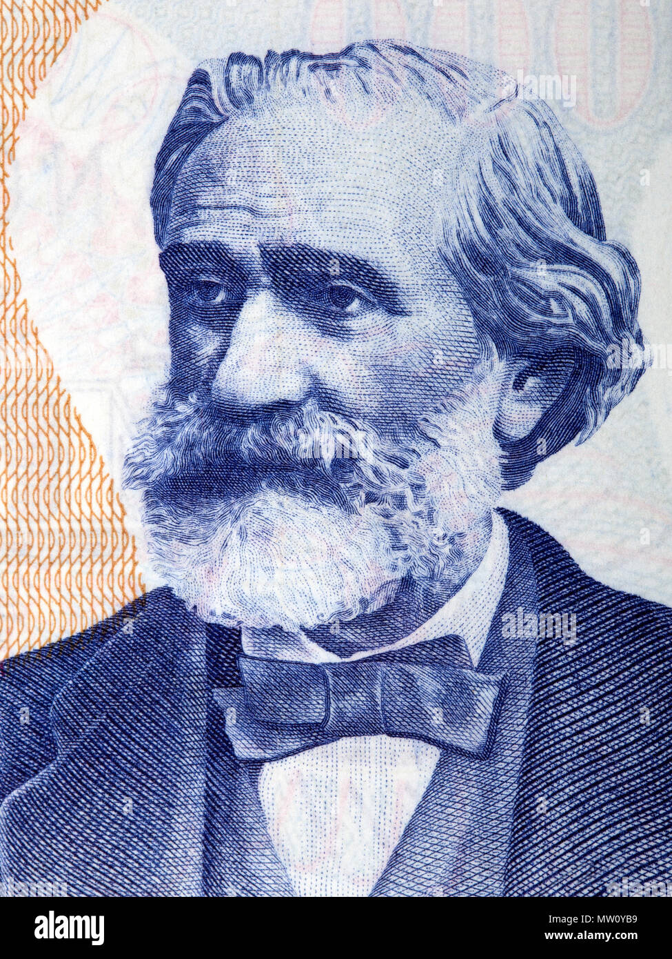 Giuseppe Verdi portrait from Italian money Stock Photo