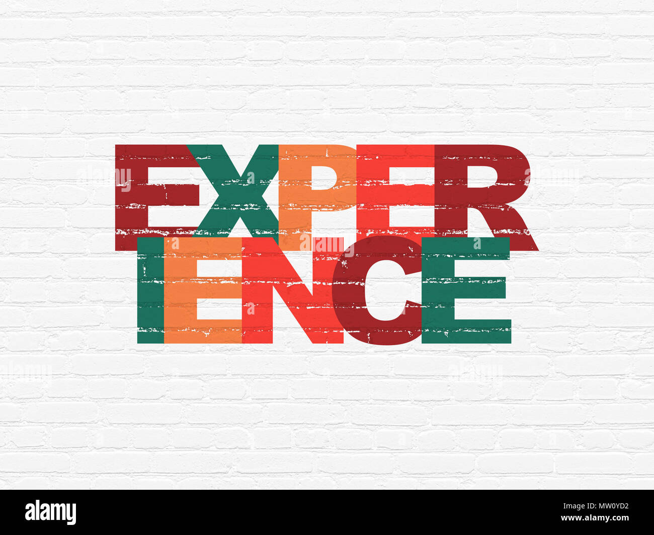 Business concept: Painted multicolor text Experience on White Brick ...