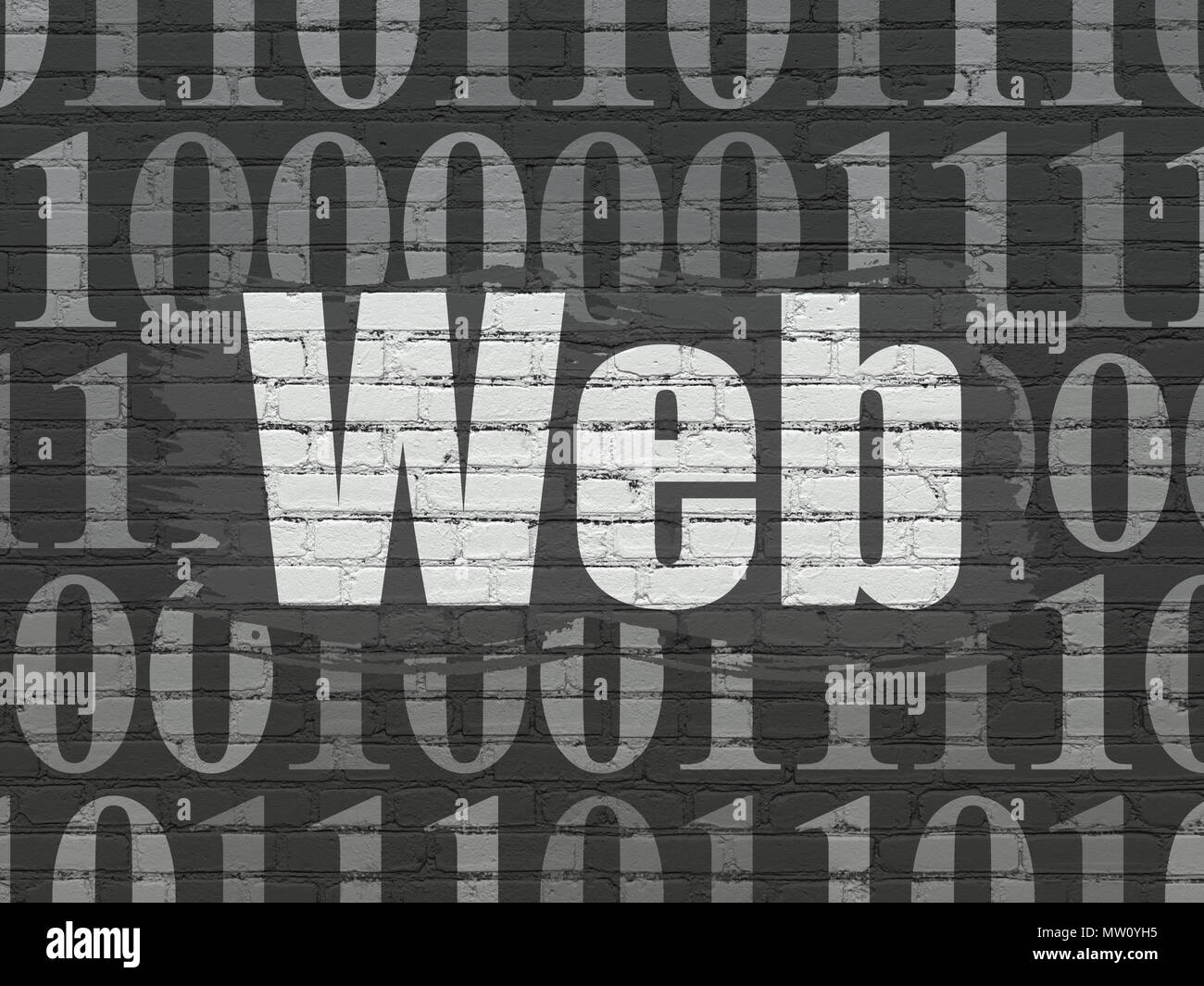 Web development concept: Painted white text Web on Black Brick wall ...