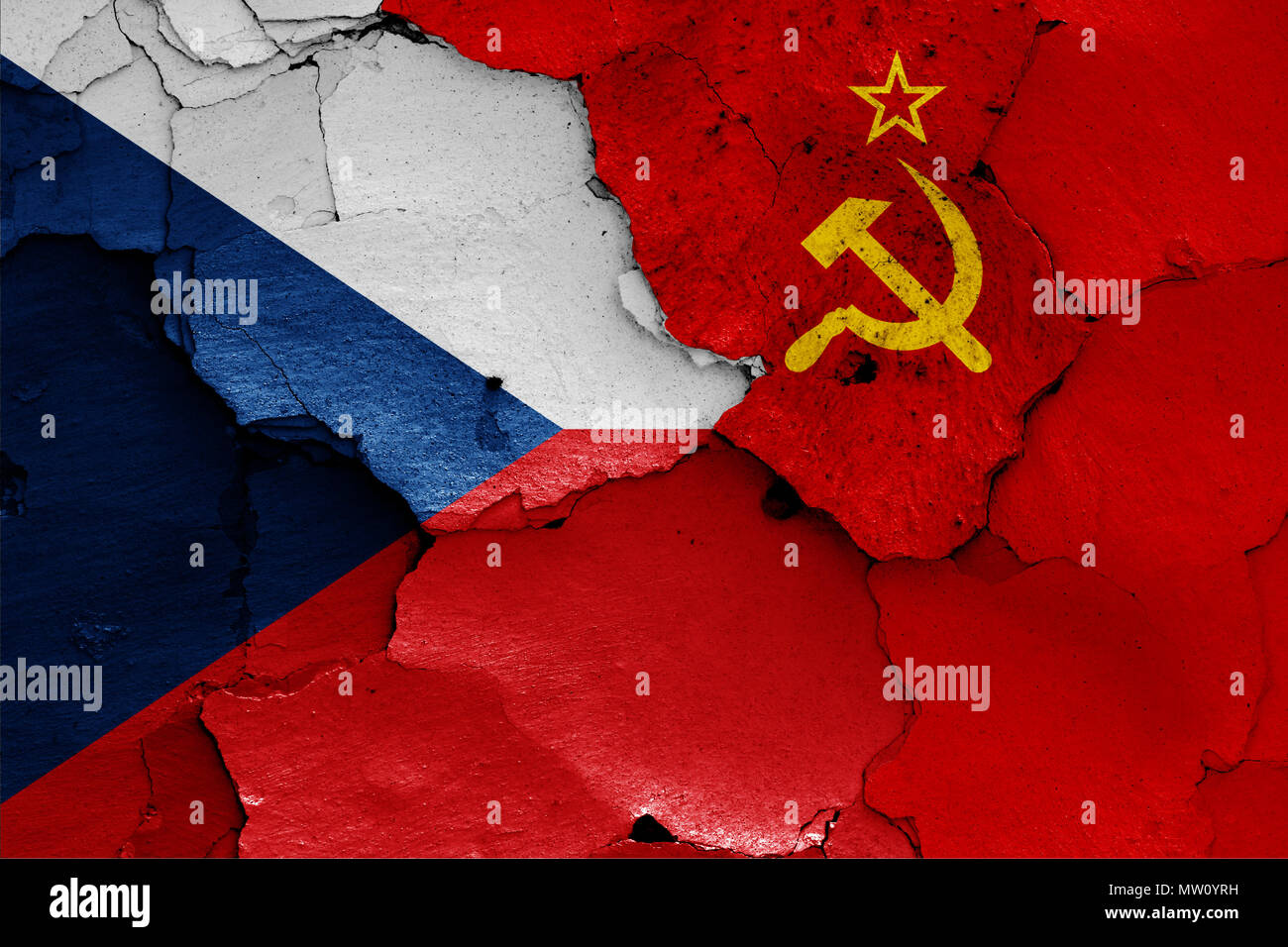 flags of Czech republic and Soviet Union Stock Photo