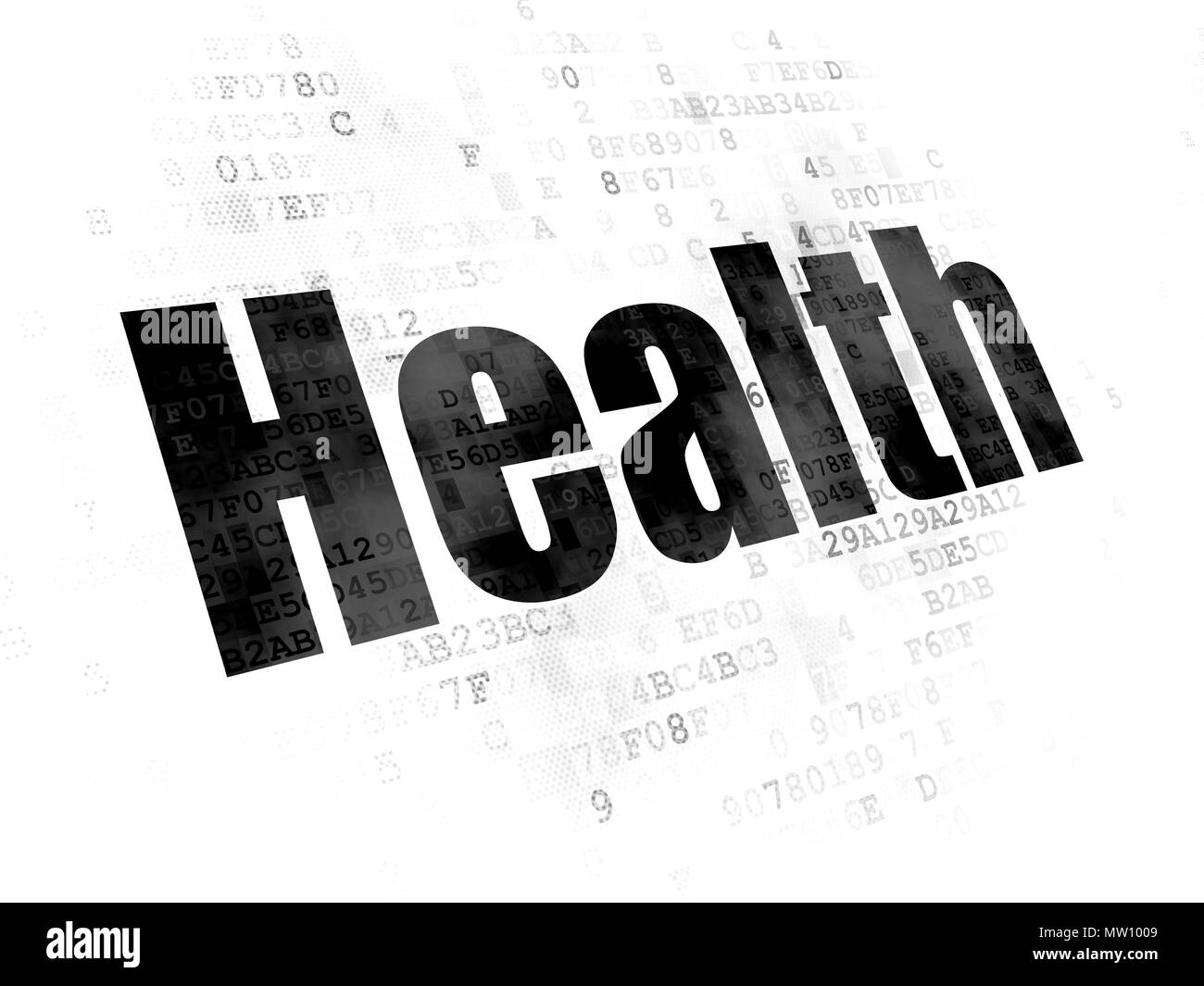 Health concept: Pixelated black text Health on Digital background Stock ...