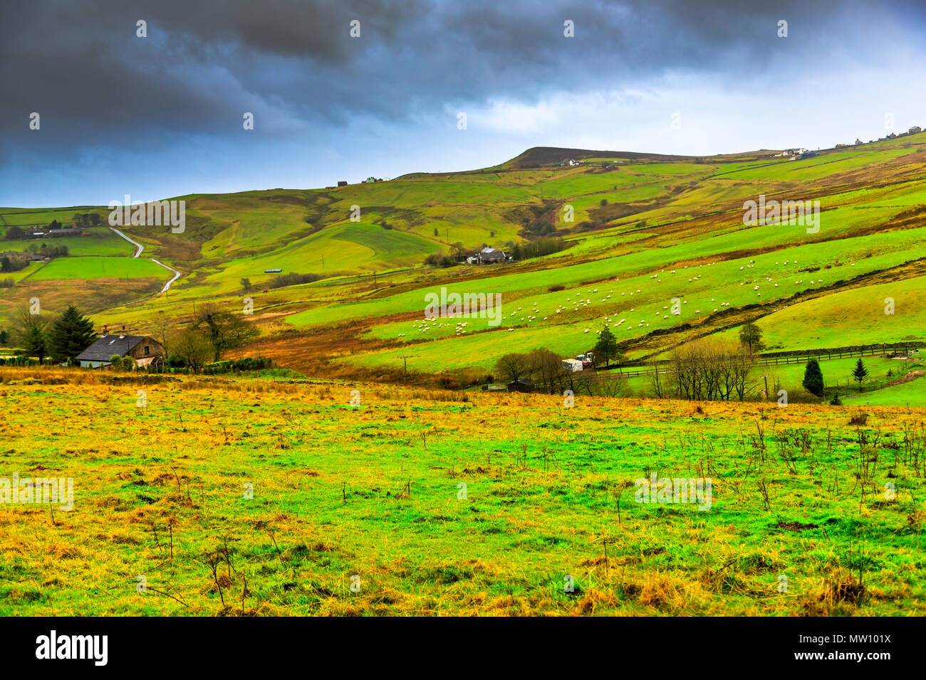 The rolling hills of Derbyshire Stock Photo
