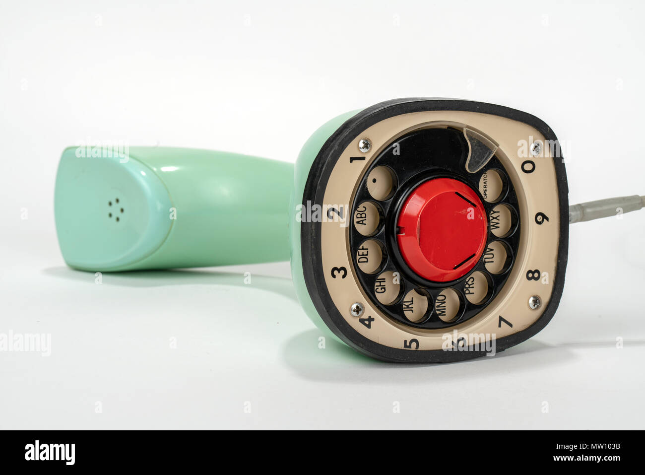 Old Retro Telephone One Piece Rotary Dial On Bottom On Side Stock Photo Alamy