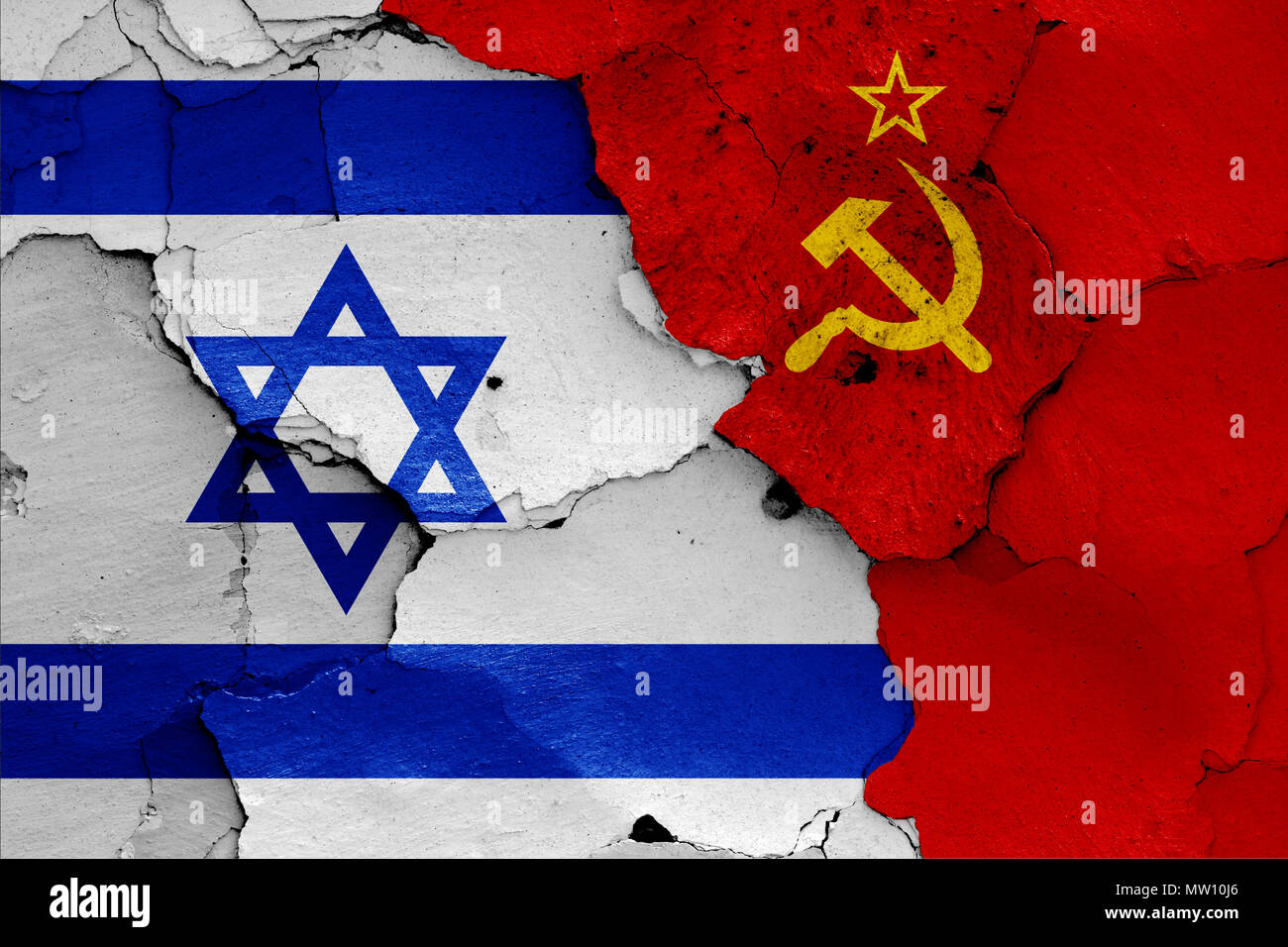 flags of Israel and Soviet Union Stock Photo