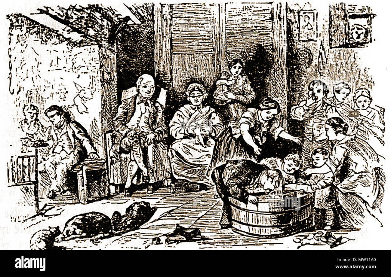 Bobbing for apples on the Eve of Samhain (31 October / 1st November) in the 1700's in  Britain Stock Photo