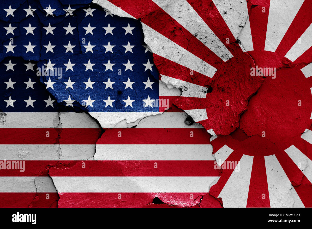 flags of USA and Japan in WW2 Stock Photo - Alamy