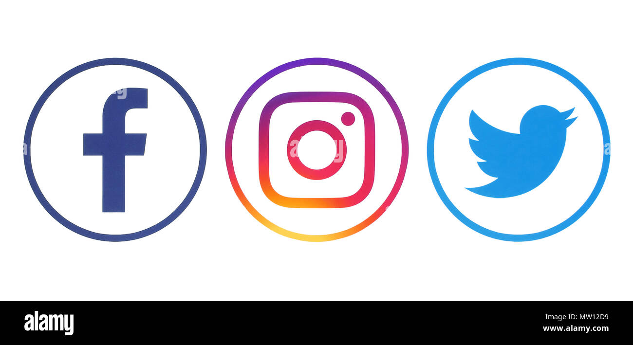 Facebook instagram twitter logo icon hi-res stock photography and