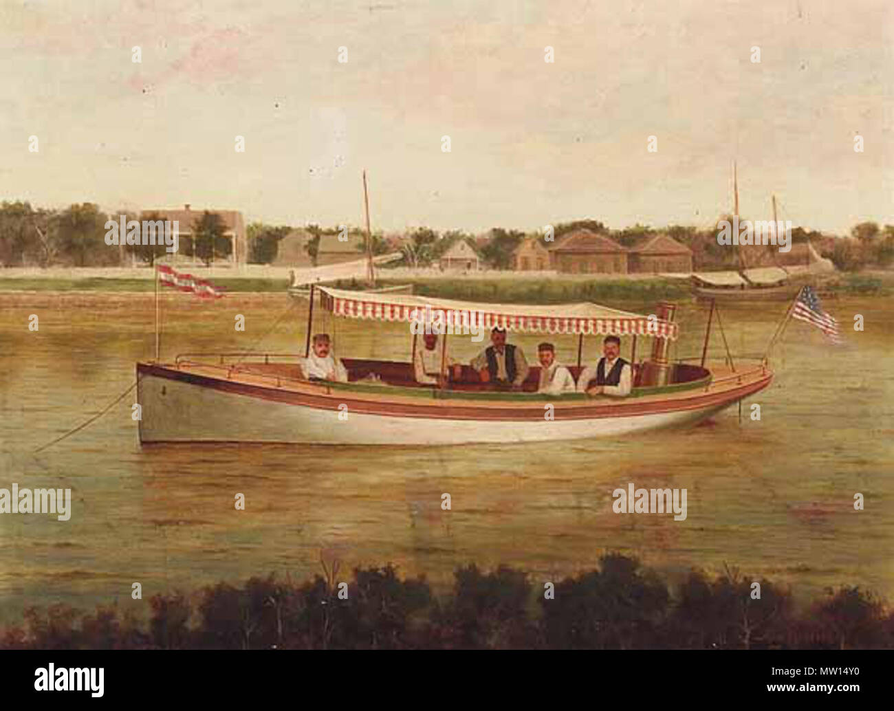 . 'Scene on Bayou St. John'. Late 19th century oil on canvas by August