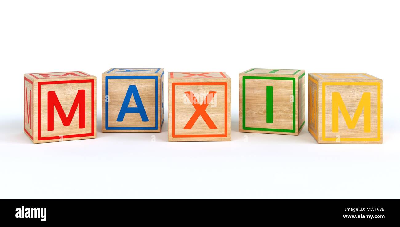 The name maxim written with Isolated wooden toy cubes Stock Photo Alamy