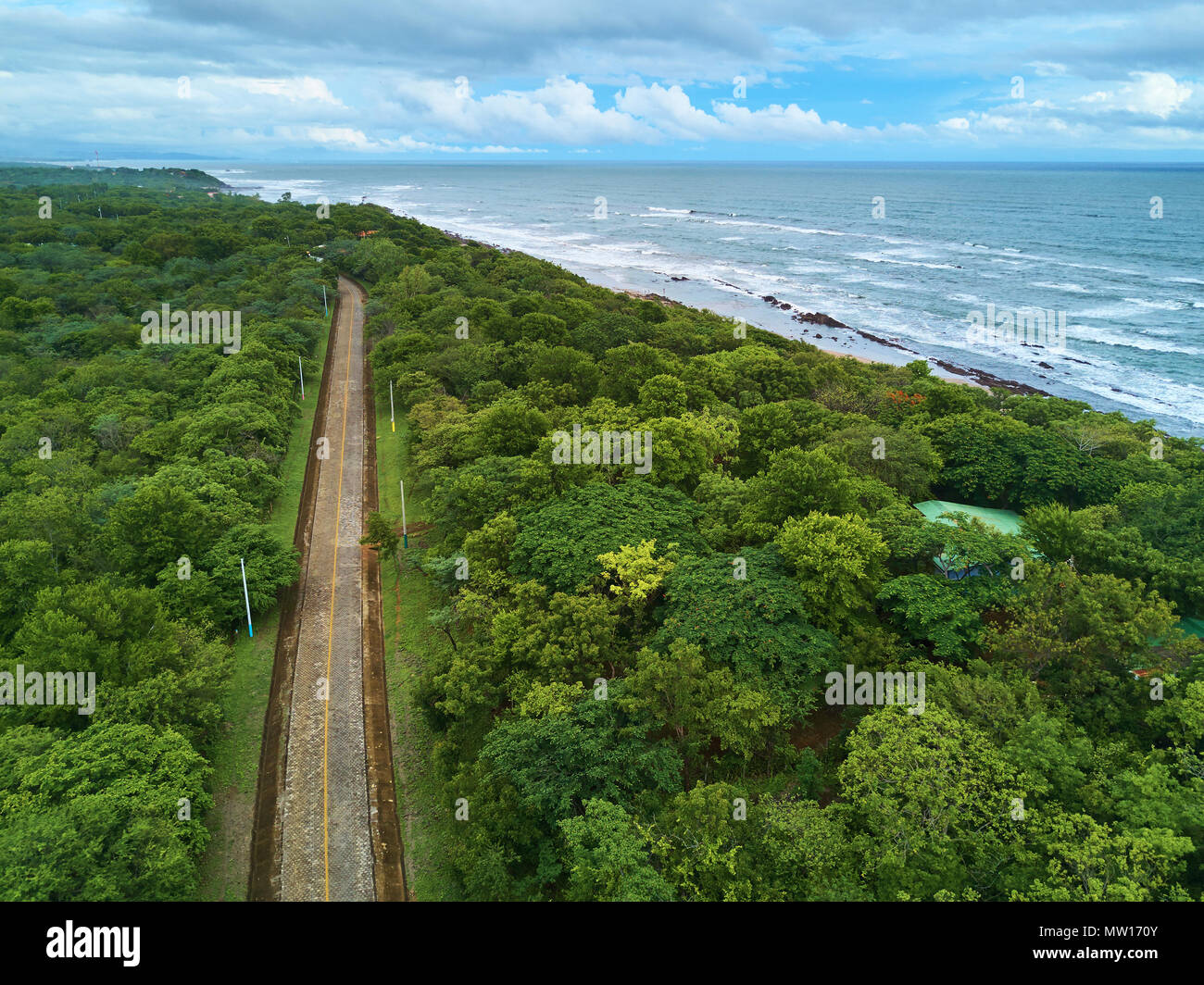 Coastline landscape aerial view. Pacific shore in Nicaragua Stock Photo