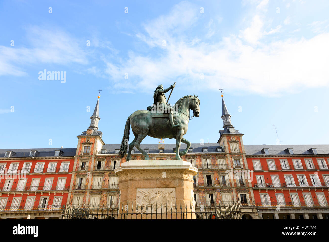 Statue of King Phillip III, Plaza Mayor, Madrid Spain Stock Photo