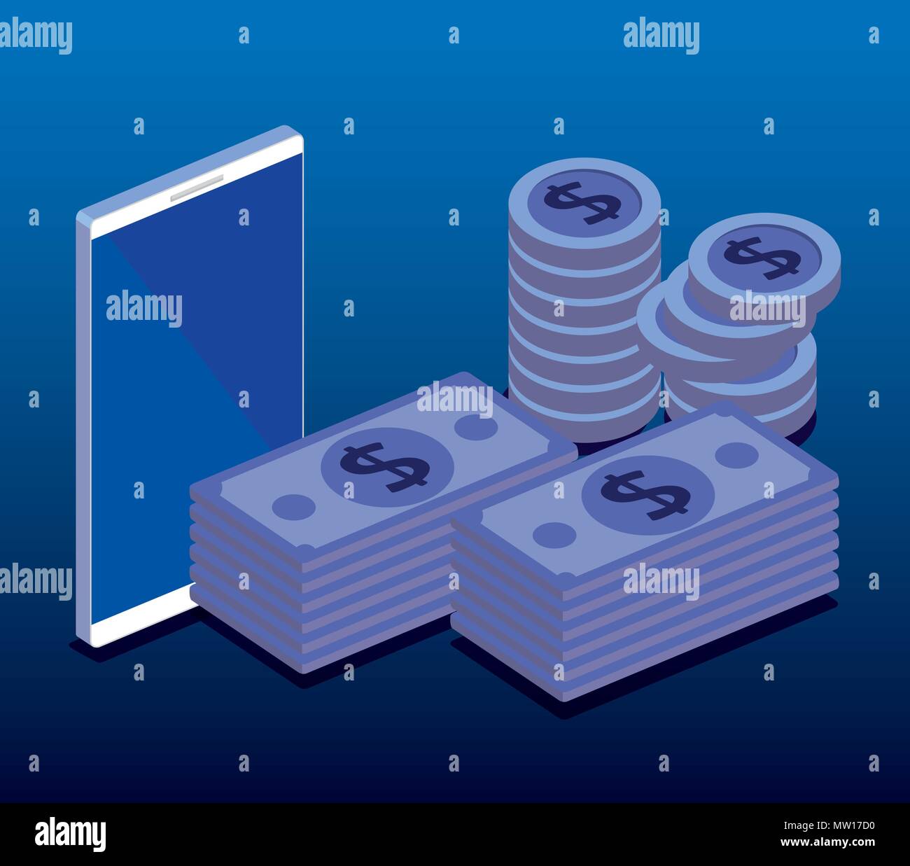 finacial transaction isometric set icons Stock Vector