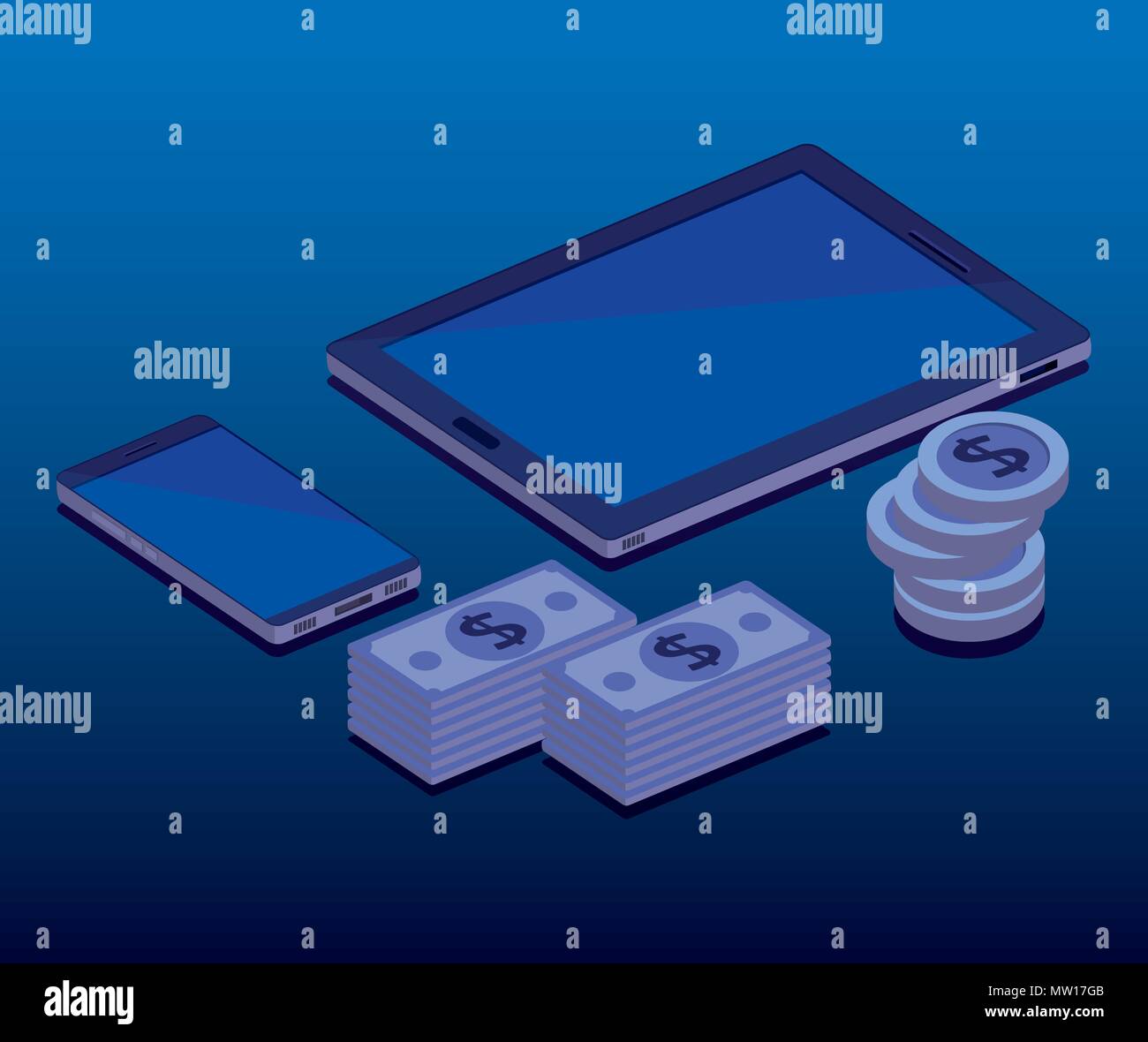 finacial transaction isometric set icons Stock Vector