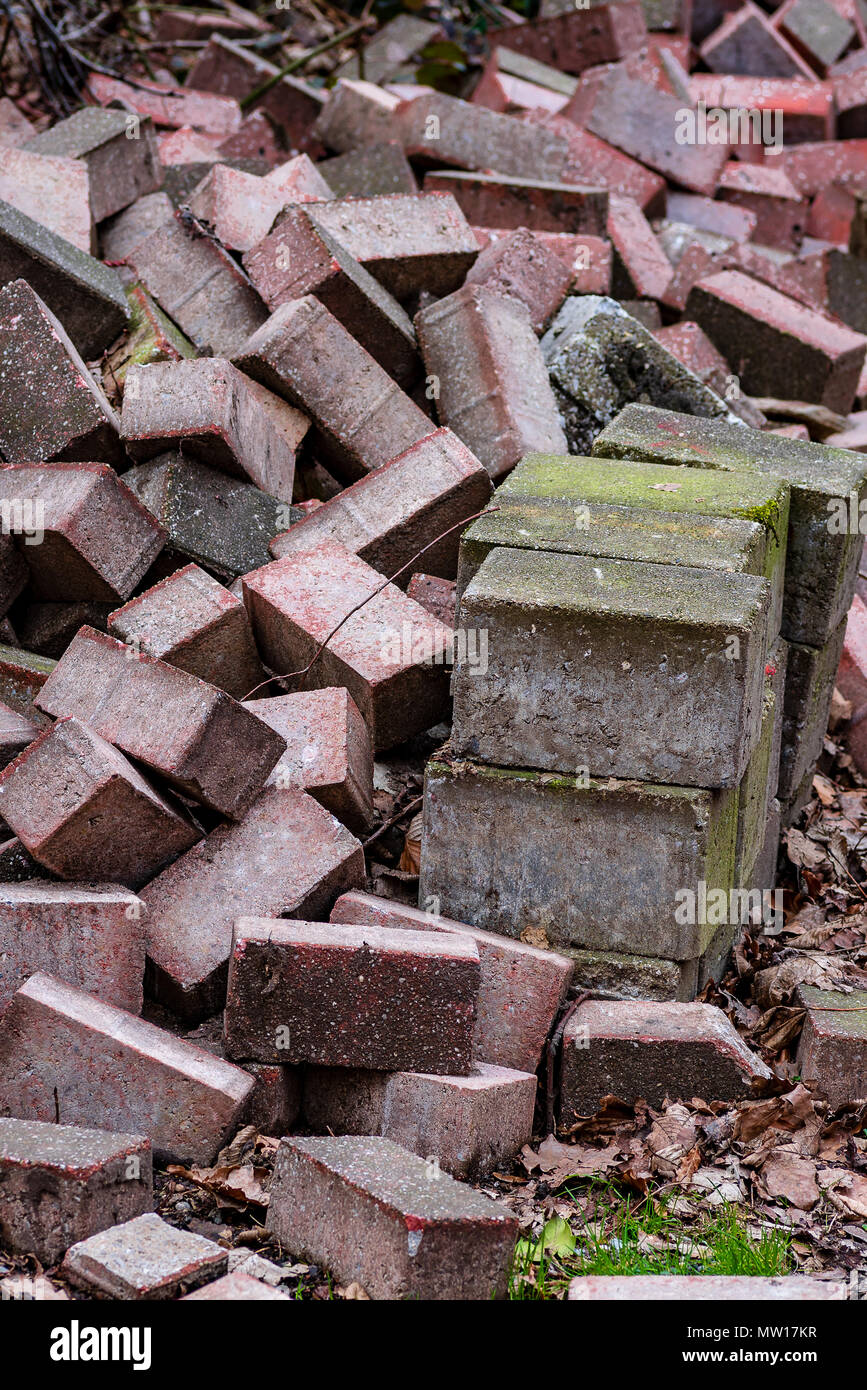 Old paving stones on a pile Stock Photo
