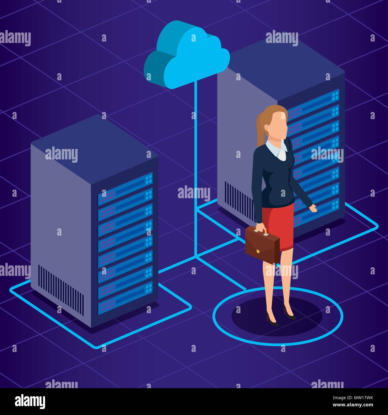 data center technology and business person isometric Stock Vector Image ...