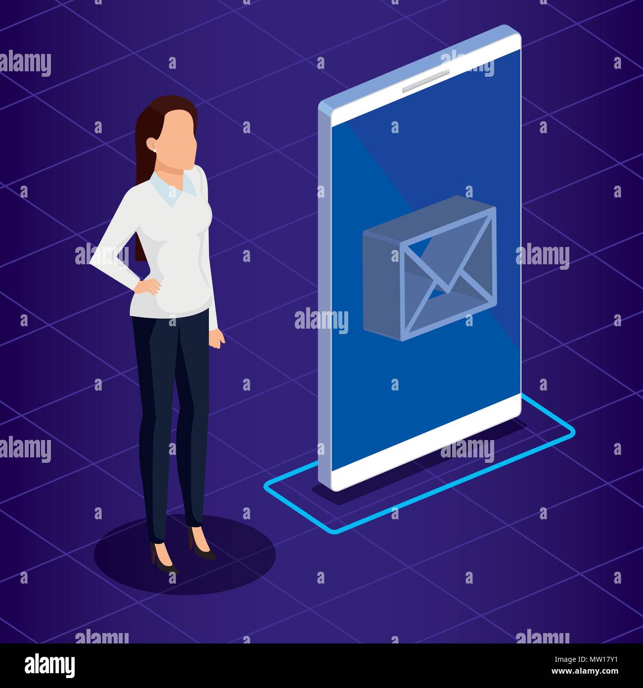 digital technology with business person isometric Stock Vector Image ...