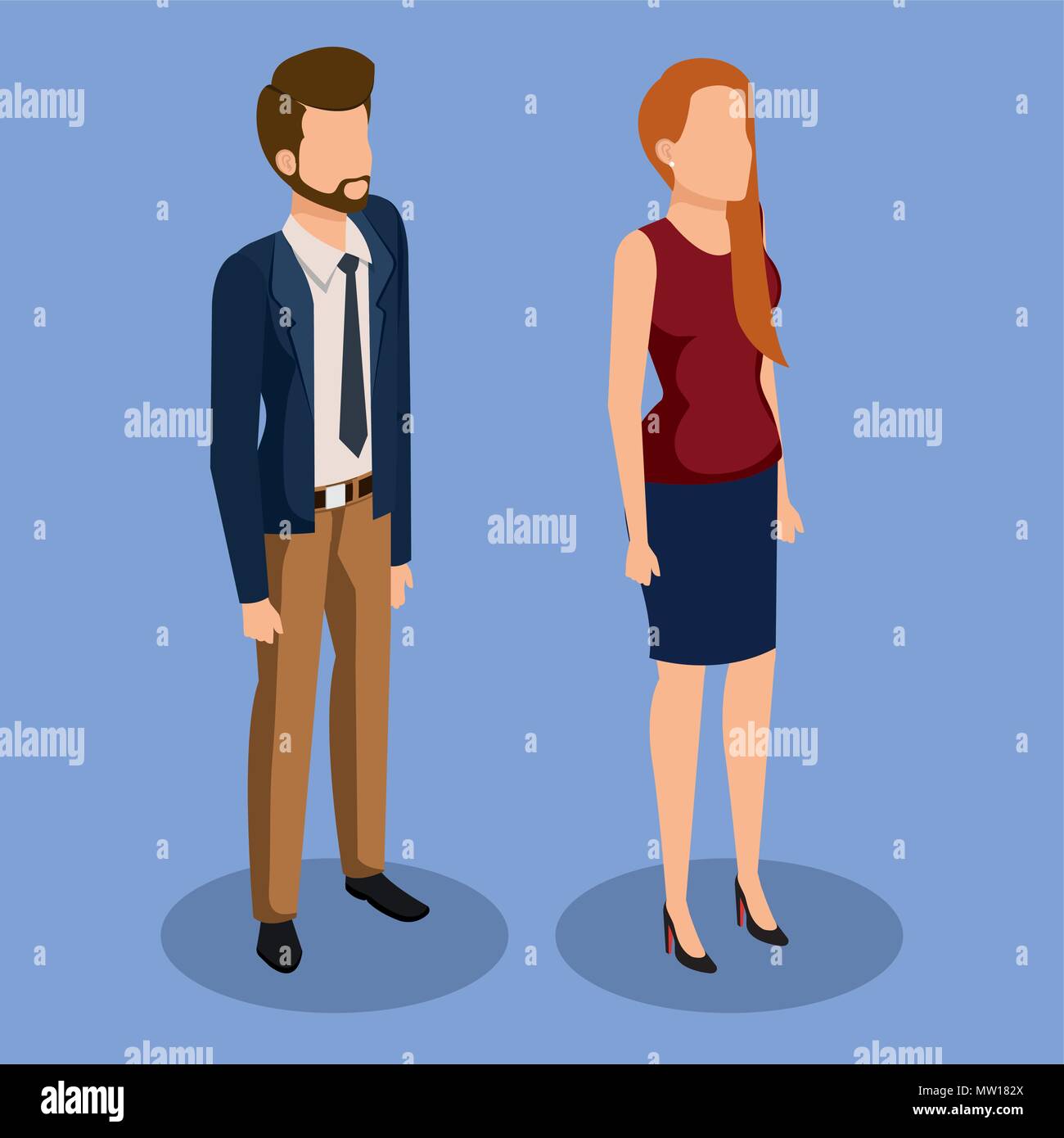 business couple isometric avatars Stock Vector