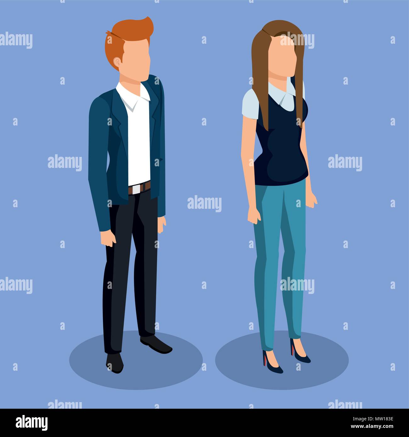 business couple isometric avatars Stock Vector