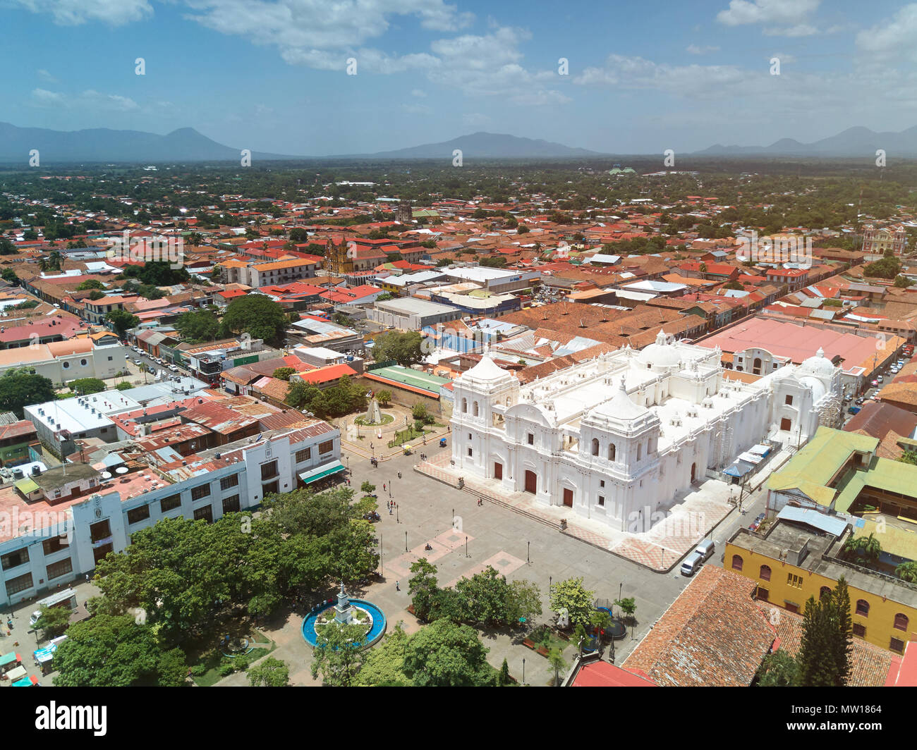 Panoramic view of Leon city in Nicaragua aerial view Stock Photo