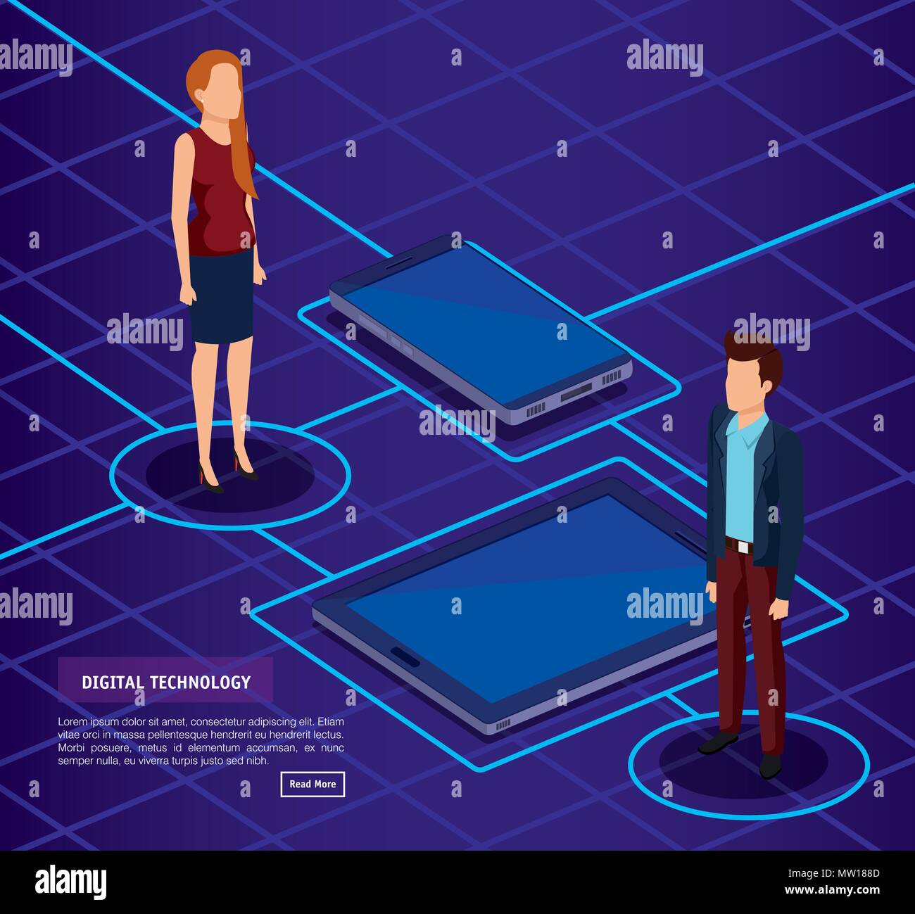 digital technology with business people isometric Stock Vector Image ...