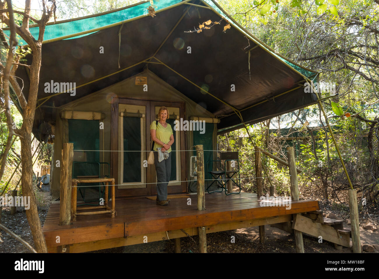 One of the tents at Mashatu Tented Camp on The Mashatu Game reserve in  Botswana Stock Photo - Alamy