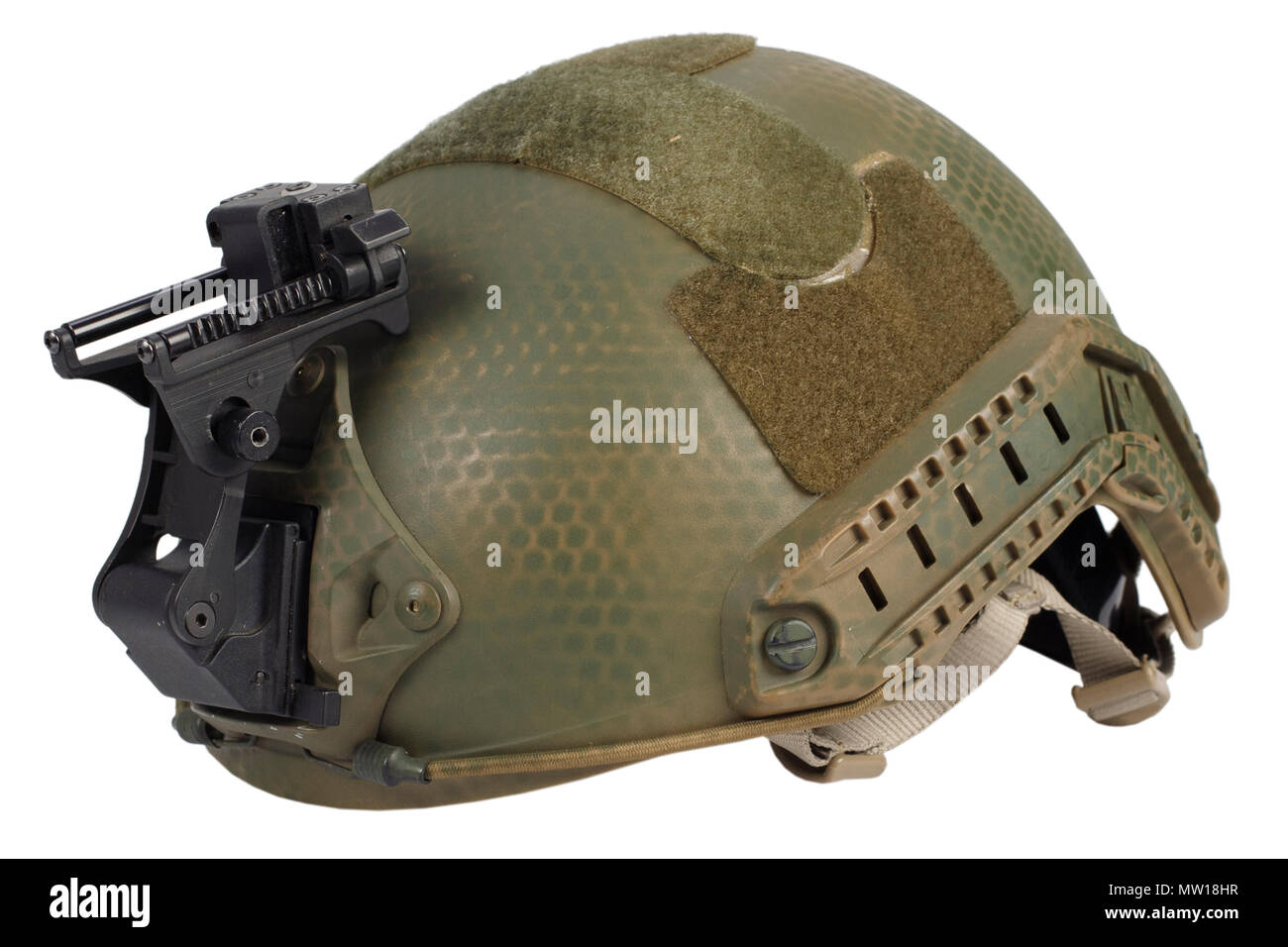 us army kevlar helmet with night vision mount isolated on whhite Stock