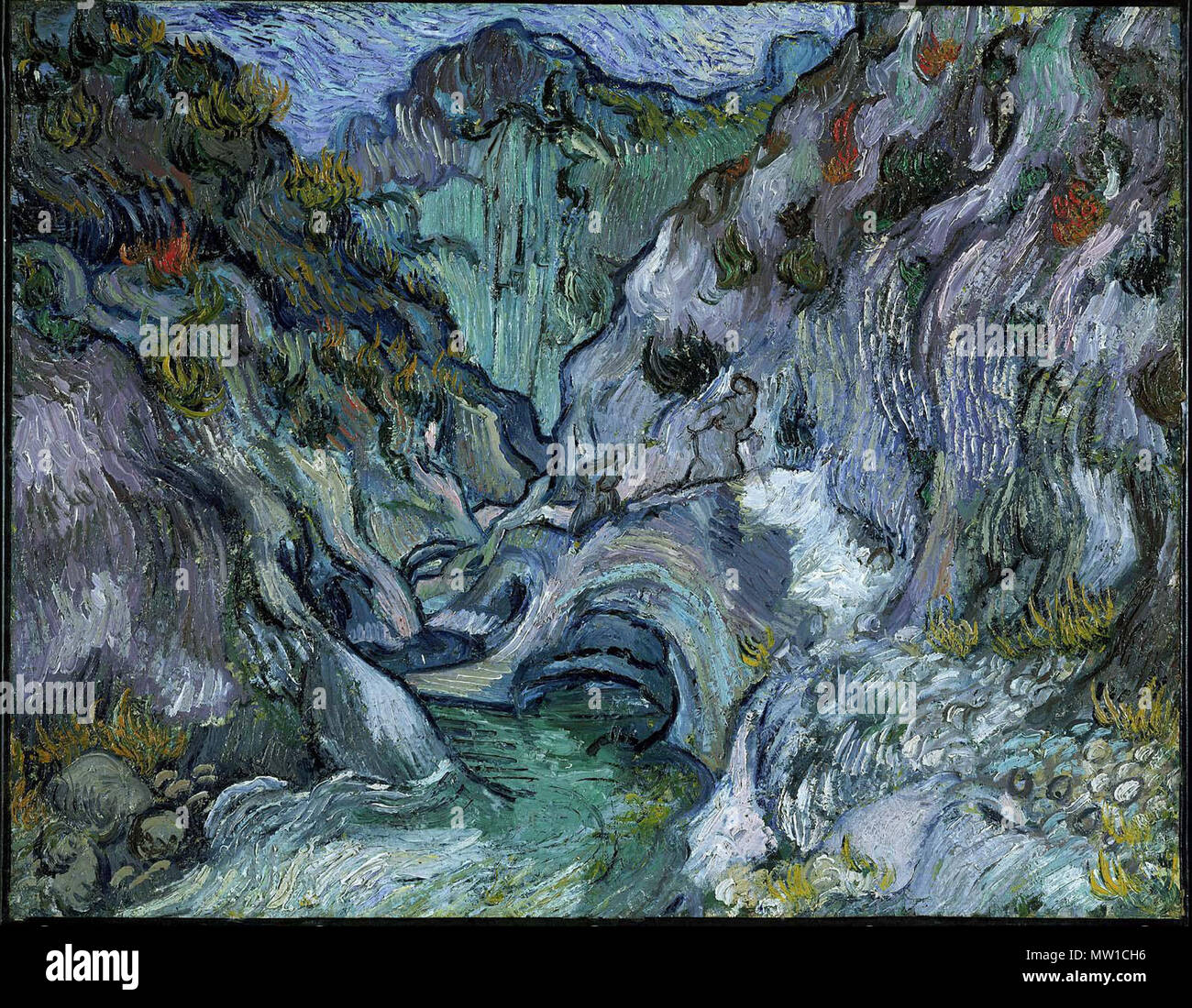 . Ravine .  English: 73 x 91.7 cm (28 3/4 x 36 1/8 in.) Oil on canvas Museum of Fine Arts, Boston, Collection Formerly in The AMICO Library . 1889.  Vincent van Gogh Dutch, (worked in France), 1853 -1890, European; Dutch 512 Ravine - Vincent van Gogh Stock Photo
