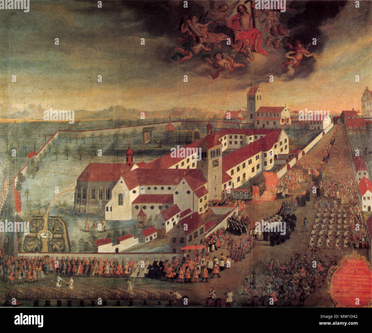 . German: Prozession aus Anlass der Rückkehr der Heiligblutreliquie von Günterstal zur Reichenau 1738    514 Reichenau Prozession Stock Photo
