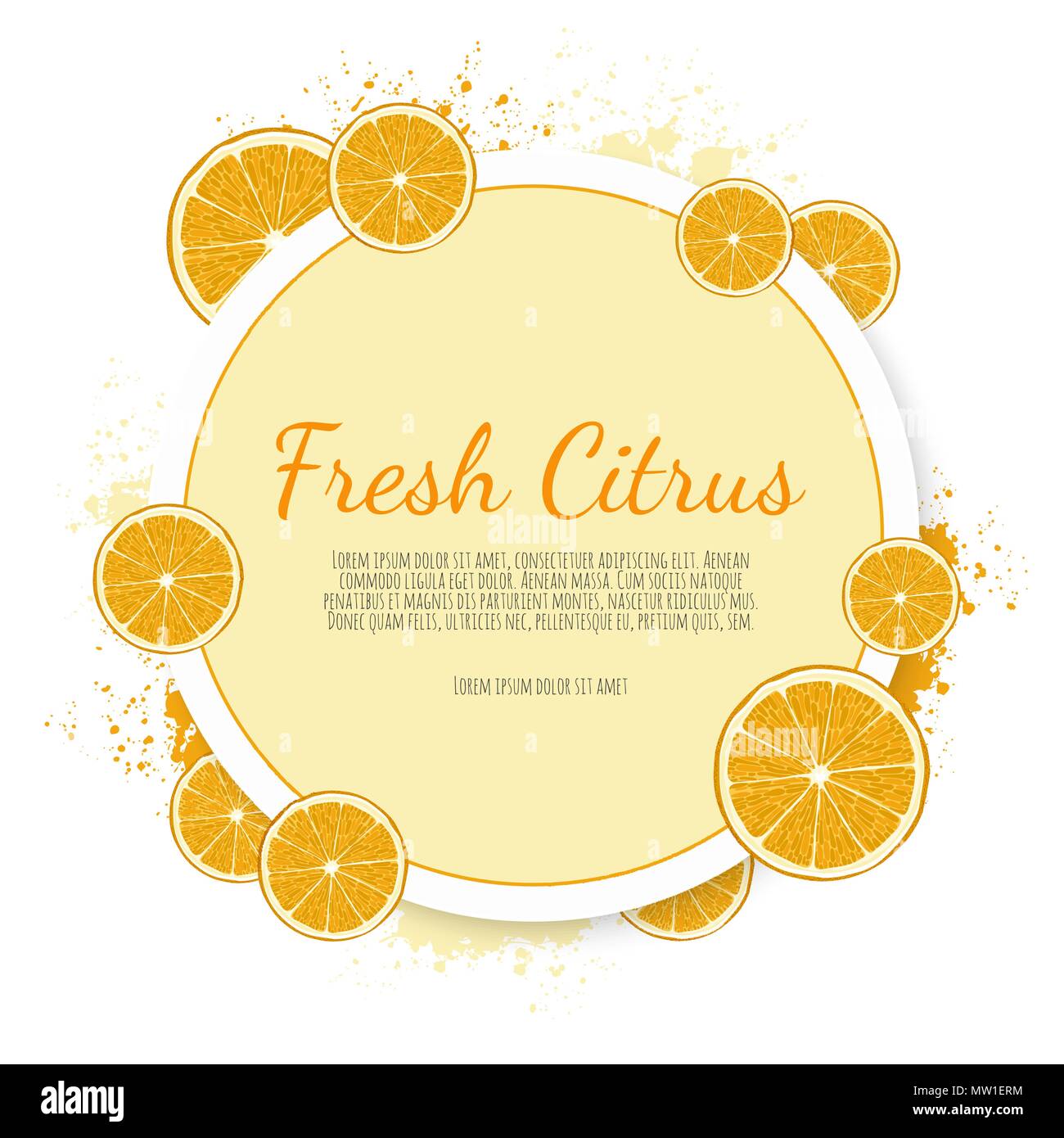 Orange fruit label. Vector citrus banners with place for text Stock Vector