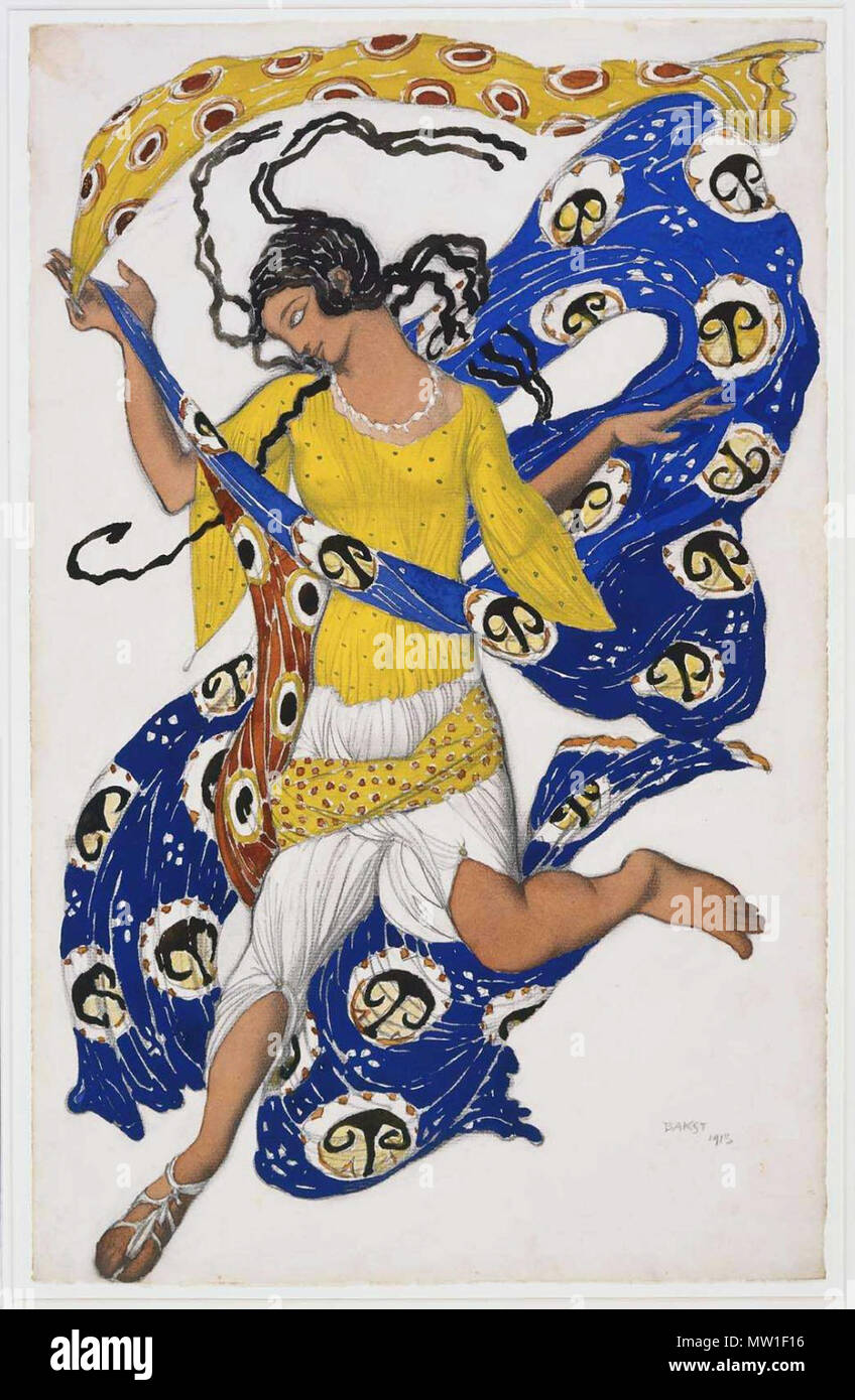 . The Butterfly (Costume Design for Anna Pavlova). Boston Museum of Fine of Arts . 1913. Bakst 593 The Butterfly costume design for Anna Pavlova by L.Bakst (1913) Stock Photo