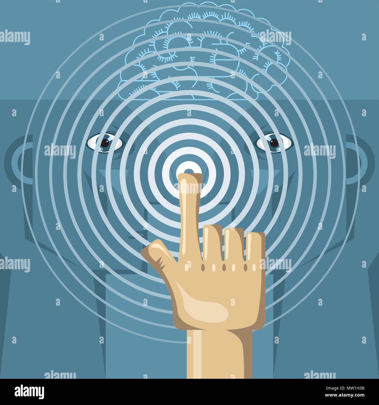 Artificial intelligence concept design, Finger touch concept. Stock Vector