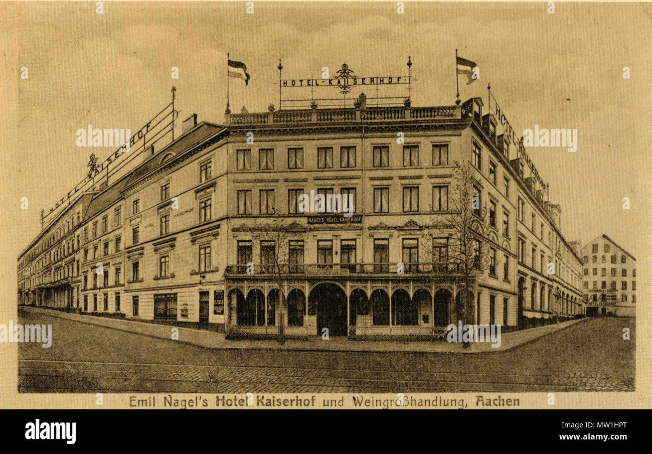 . Deutsch: Das Hotel Kaiserhof (Aachen) auf der Theaterstrasse (1913) . 1913 gelaufen. Unknown 602 Theaterstr Hotel Kaiserhof Stock Photo