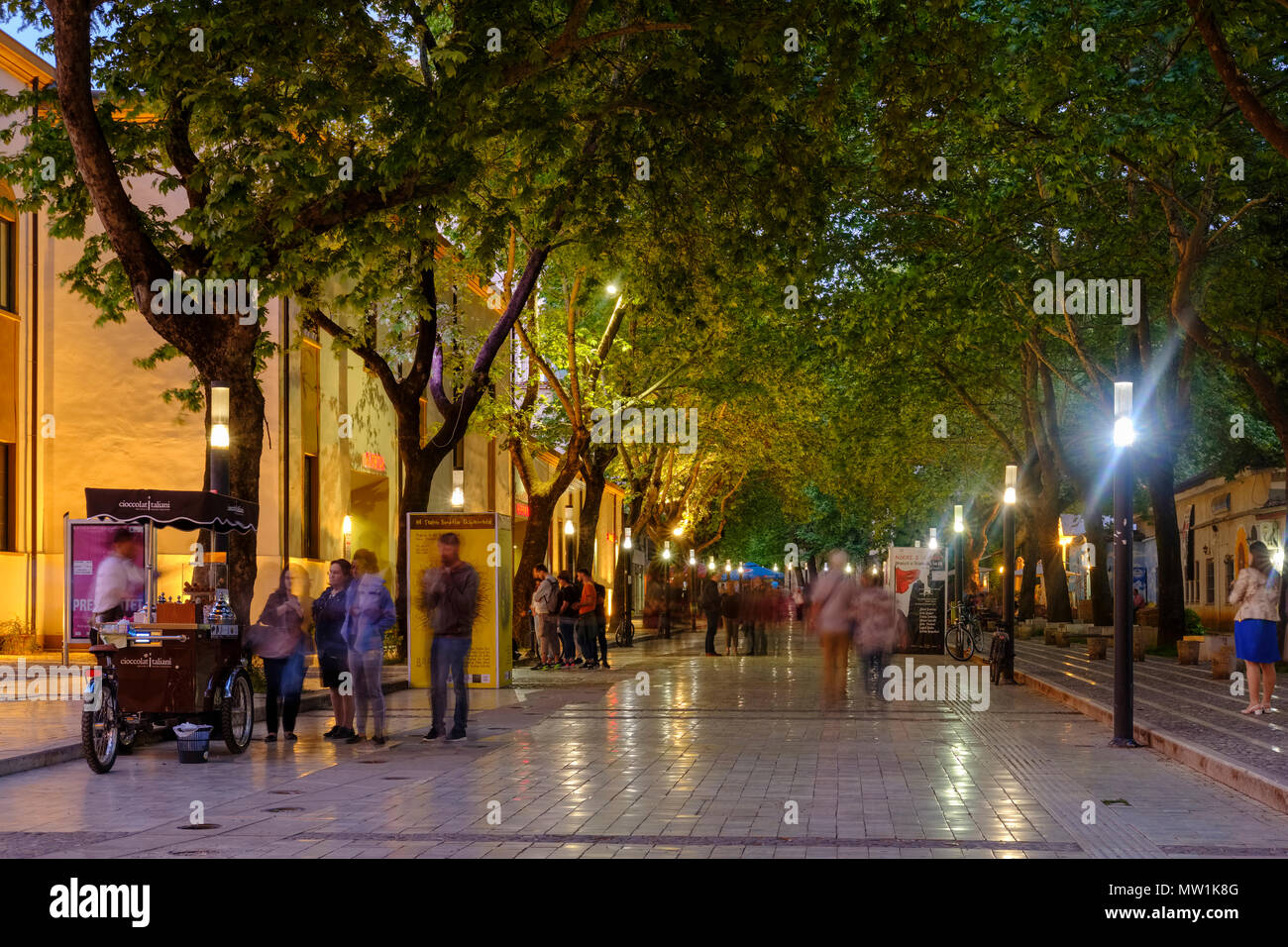 Murat Toptani, pedestrian area, Tirana, Tiranë, Albania Stock Photo