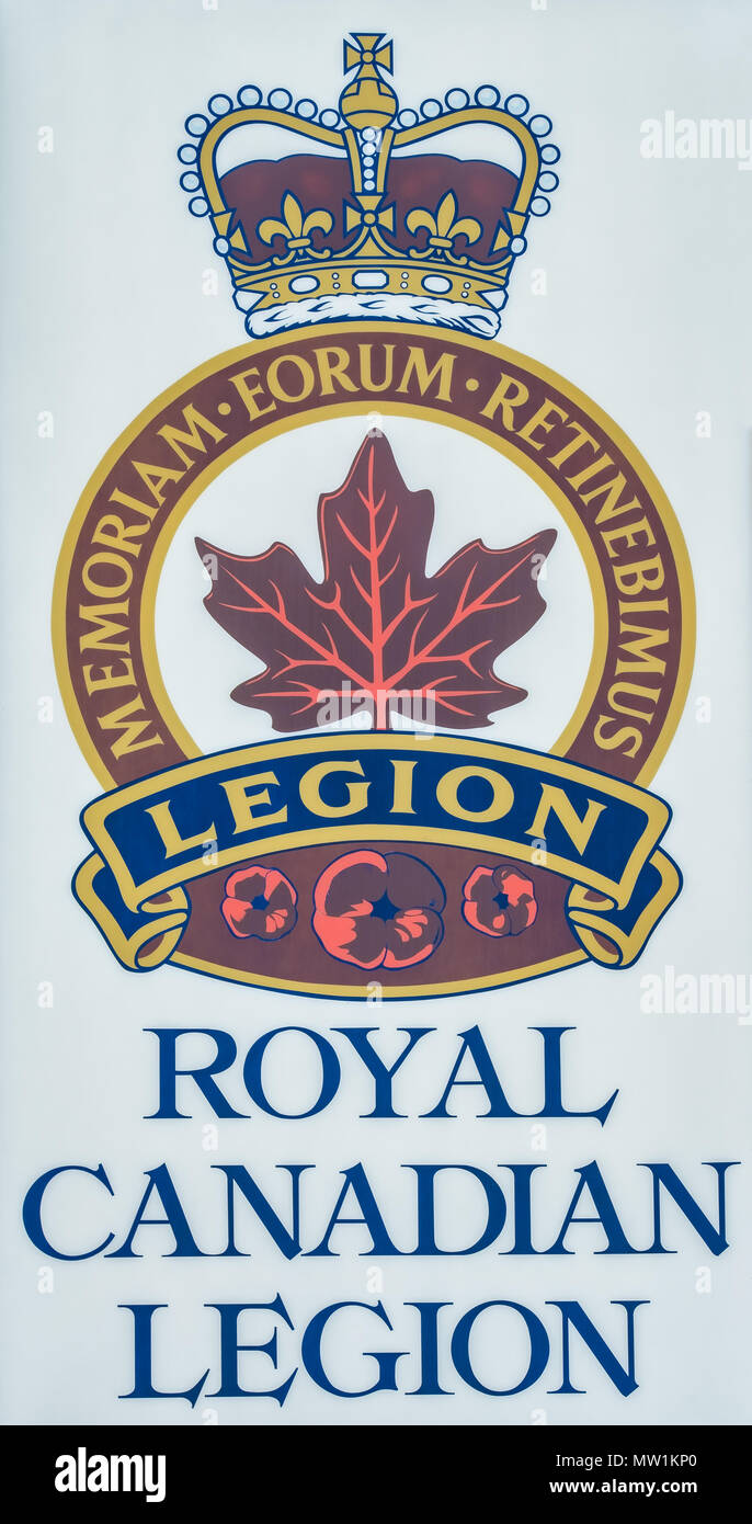 The Royal Canadian Legion was founded in 1925.  it is an organization that serves veterans and active military and Royal Canadian Mounted Police membe Stock Photo