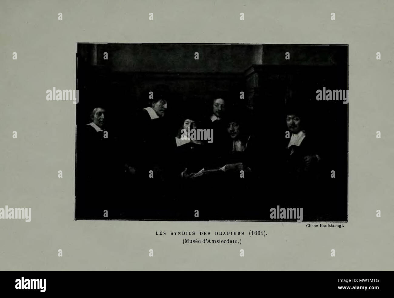 . Syndics of the Drapers' Guild .  Français : Gravure page 89 : Les Syndics des drapiers . 15 August 2012. Émile Verhaeren, Rembrandt 628 Verhaeren - Rembrandt, Laurens p097R Stock Photo