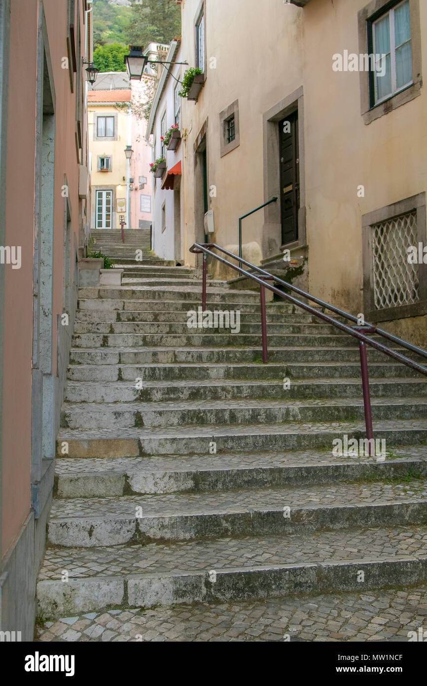 View of a narrow street in Sintra, Portugal Stock Photo - Alamy