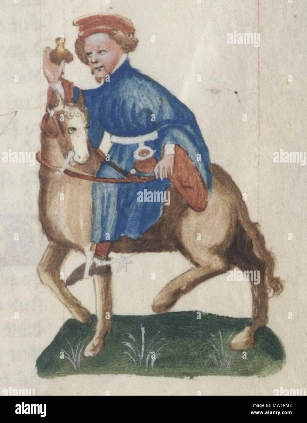 . English: The Manciple in the Ellesmere manuscript of Geoffrey Chaucer's Canterbury Tales. 12 October 2013, 17:58:44. Anonymous 597 The Manciple - Ellesmere Chaucer Stock Photo