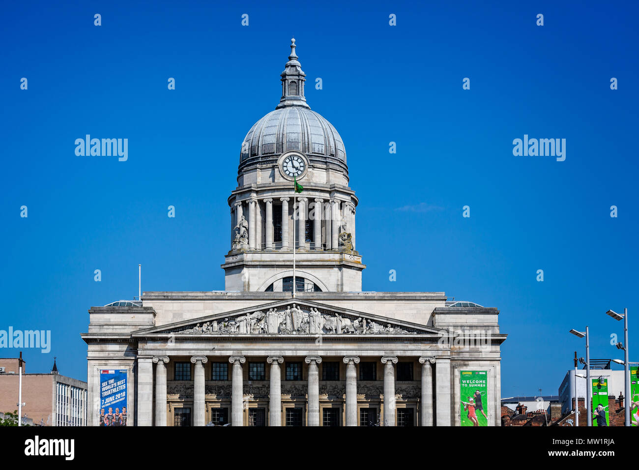 Nottingham Council House from the Old Market Square taken in Nottingham, Nottinghamshire, UK on 24 May 2018 Stock Photo