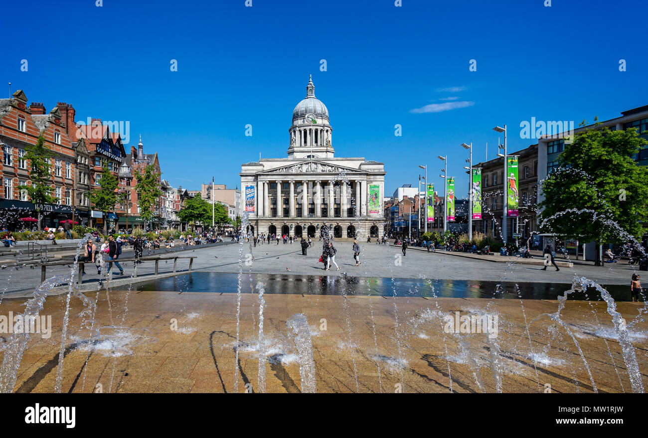 Nottingham Council House from the Old Market Square taken in Nottingham, Nottinghamshire, UK on 24 May 2018 Stock Photo