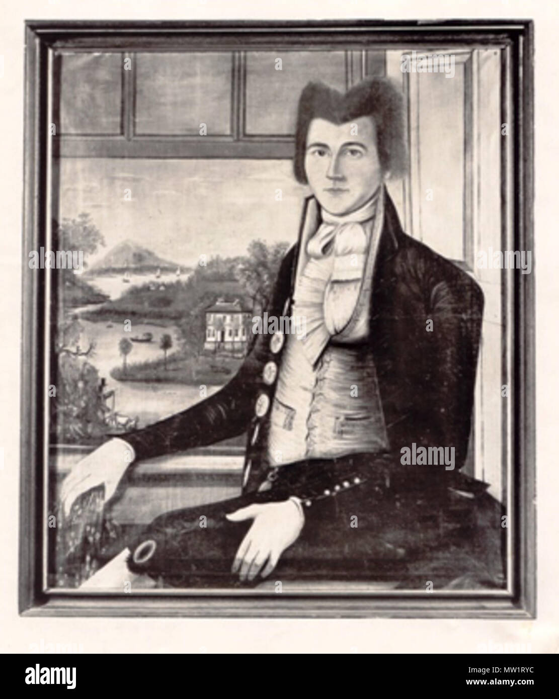 . English: Portrait of composer Timothy Swan (1758-1843), sometime resident of Suffield, Connecticut. Swan was born in Worcester, Mass., and apprenticed as a hat maker. He later briefly attended singing school, and learned to play the flute in 1776 as a member of the Continental Army. Swan is well-known for the hymns he composed. Unknown date (subject died in 1843). Unknown 607 Timothy Swan composer Stock Photo